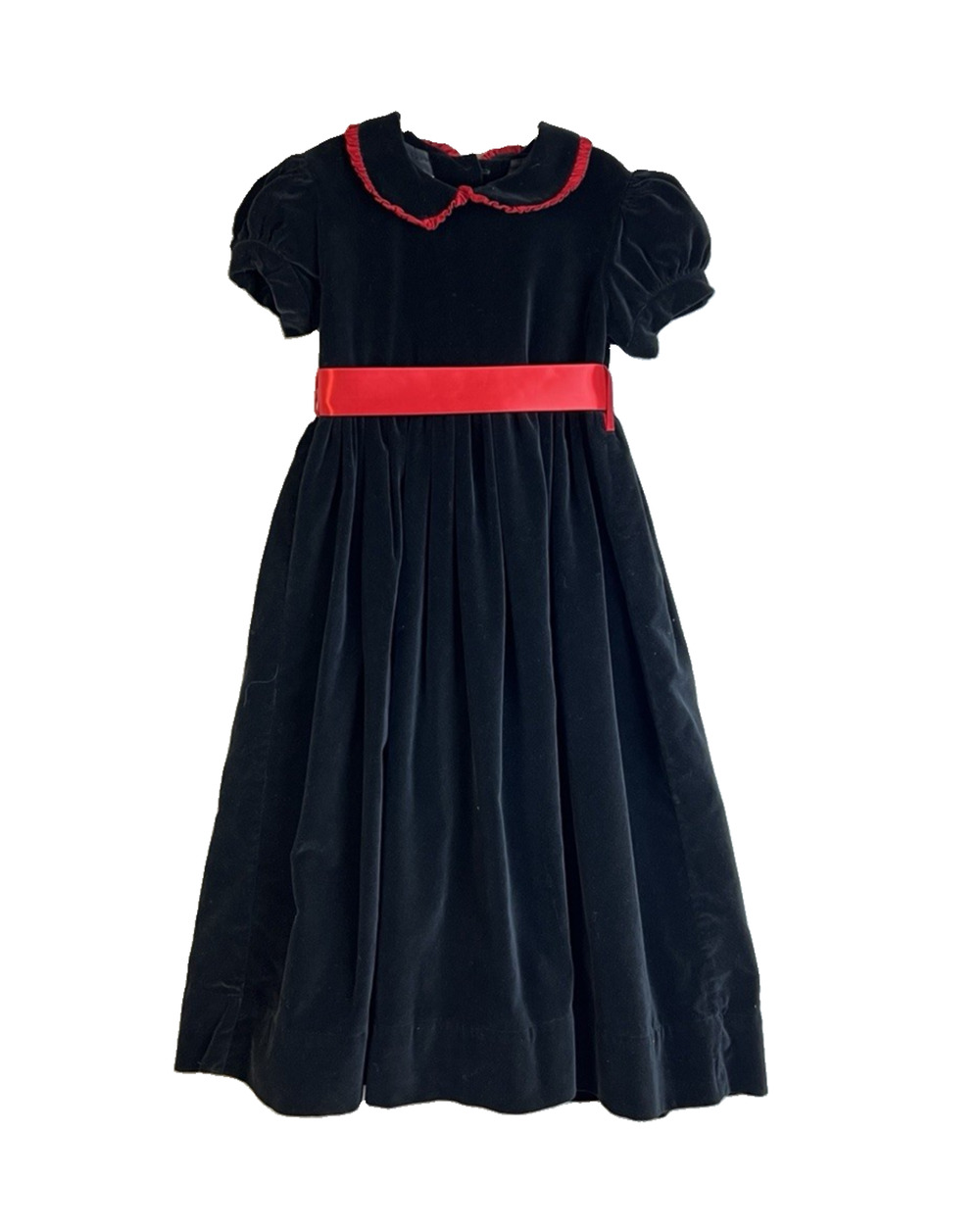 Strasburg Black Velvet Holiday Dress Red Sash & Trim Girl 6x Christmas Holiday